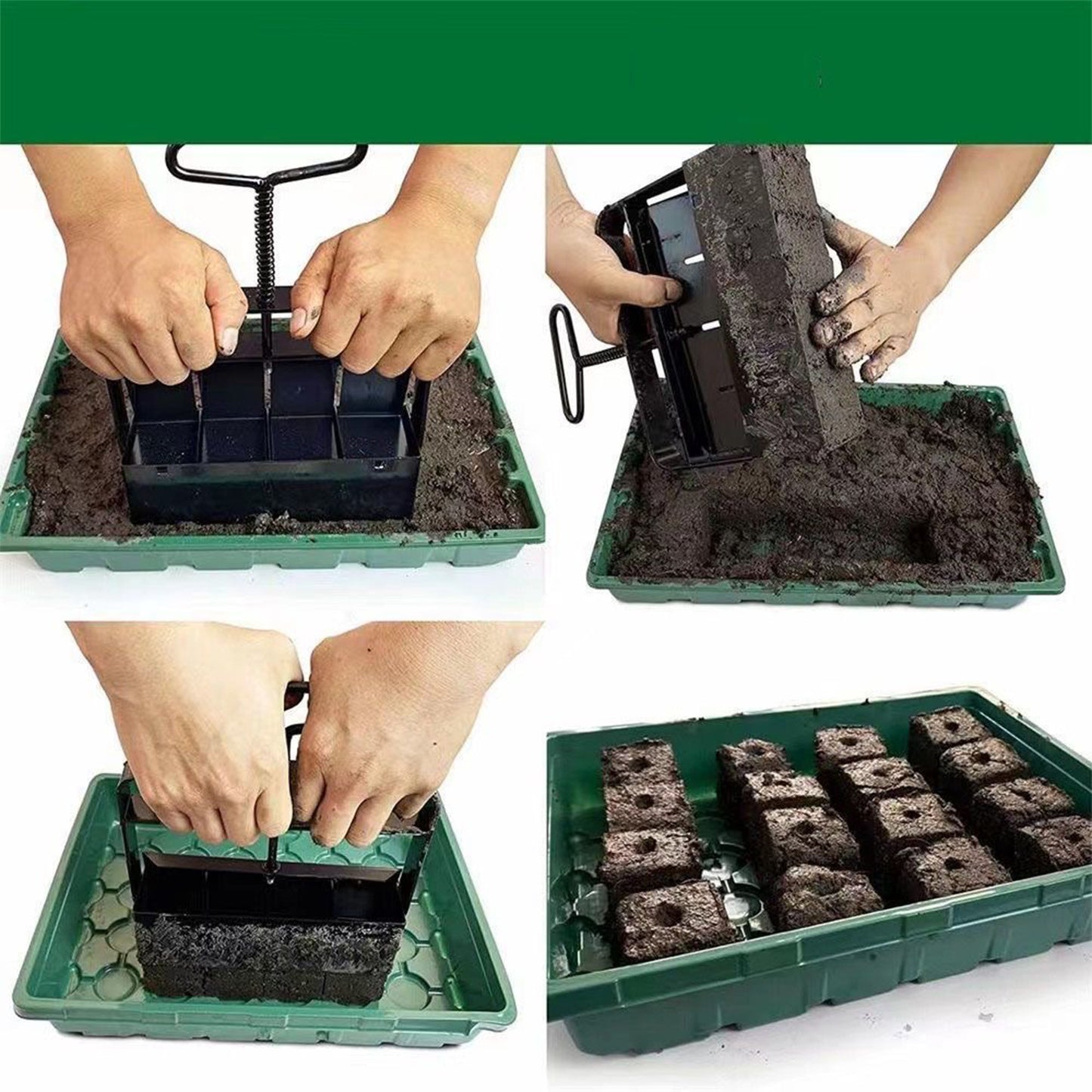Black Manual Soil Blocker Tool - 5 x 5cm Block Maker for Seed Starting V888-ELOSUNG23940