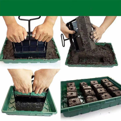 Black Manual Soil Blocker Tool - 5 x 5cm Block Maker for Seed Starting V888-ELOSUNG23940