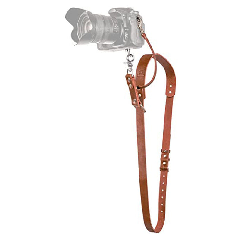 Brown Adjustable Genuine Leather Camera Strap - Crossbody Shoulder Sling for DSLR/SLR(The camera is a prop V888-ELOSUNG23943