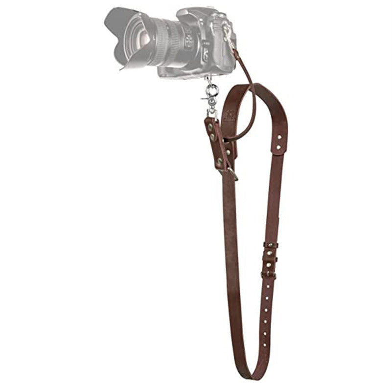 Coffee Adjustable Genuine Leather Camera Strap - Crossbody Shoulder Sling for DSLR/SLR(The camera is a prop V888-ELOSUNG23944