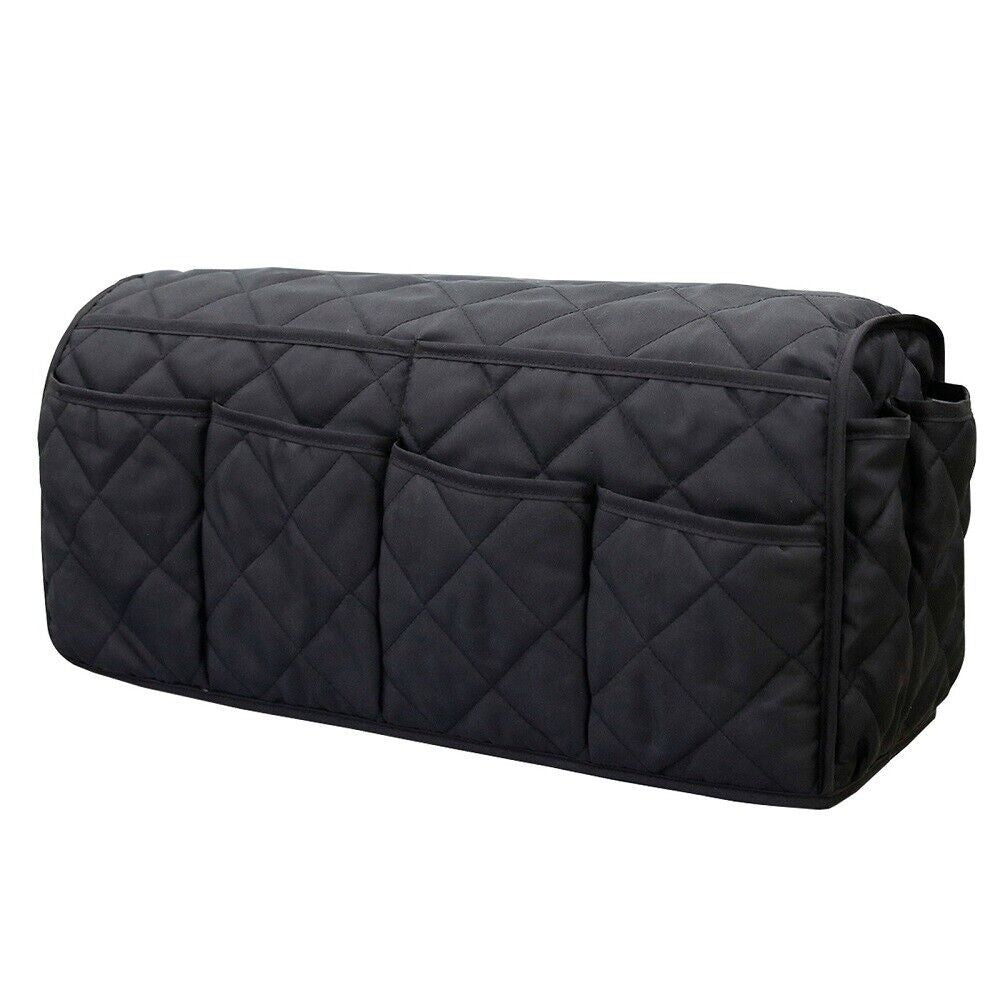 2 Pcs Black Quilted Sofa Armrest Organizer Caddy - Multi-Pocket Remote Control Holder Bag V888-ELOSUNG23947