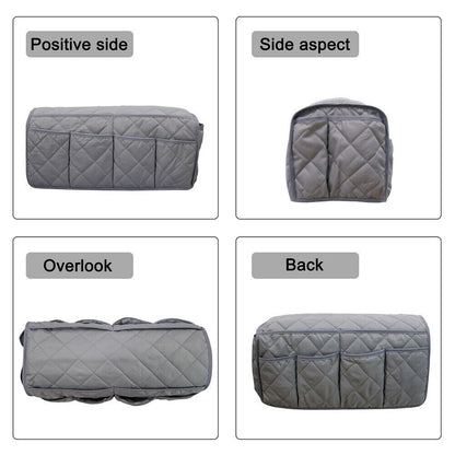 2 Pcs Black Quilted Sofa Armrest Organizer Caddy - Multi-Pocket Remote Control Holder Bag V888-ELOSUNG23947