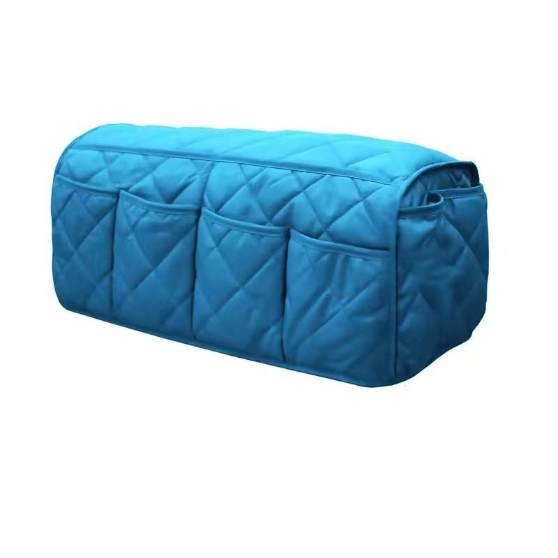 2 Pcs Blue Quilted Sofa Armrest Organizer Caddy - Multi-Pocket Remote Control Holder Bag V888-ELOSUNG23948
