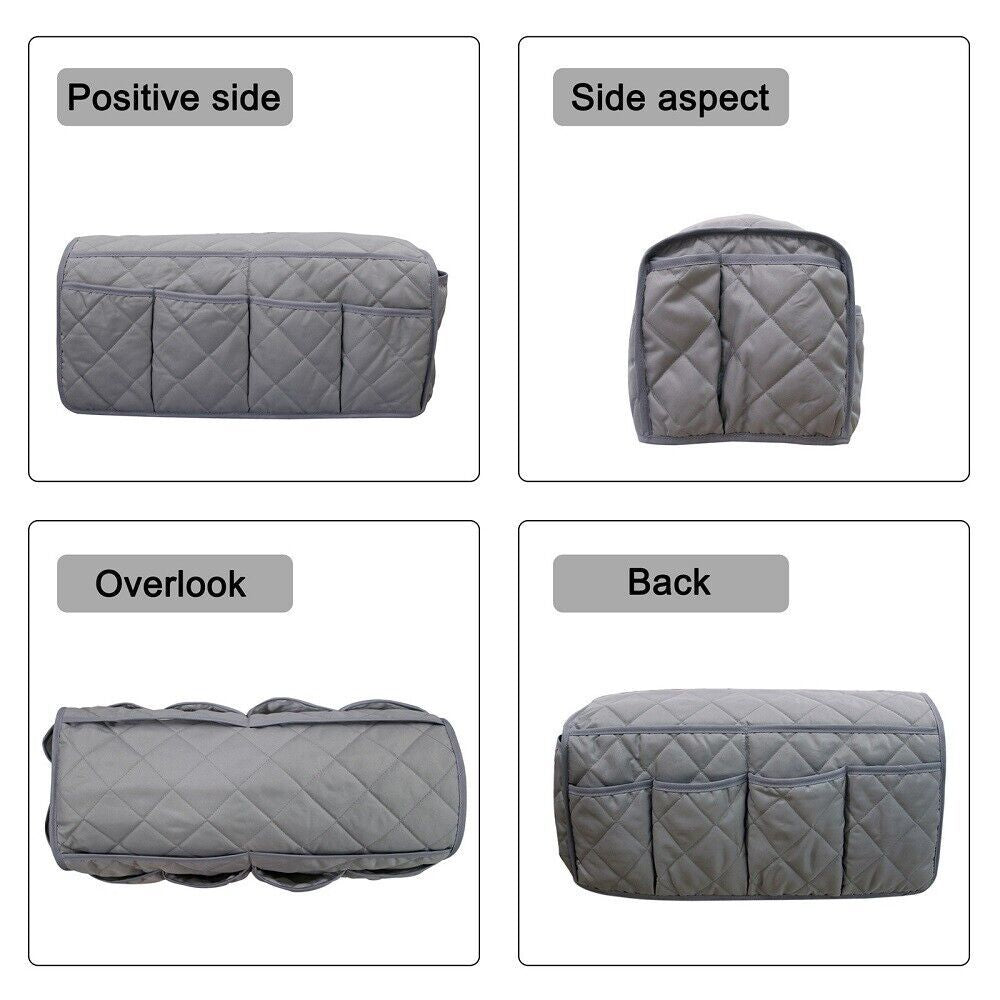 2 Pcs Blue Quilted Sofa Armrest Organizer Caddy - Multi-Pocket Remote Control Holder Bag V888-ELOSUNG23948