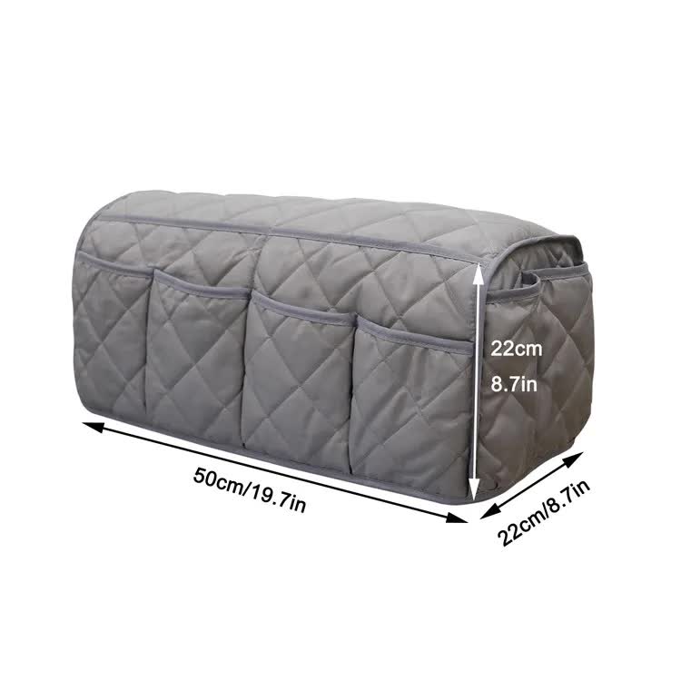 2 Pcs Blue Quilted Sofa Armrest Organizer Caddy - Multi-Pocket Remote Control Holder Bag V888-ELOSUNG23948