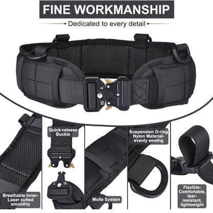 Green Adjustable Tactical Battle Belt Set - Padded MOLLE Outer & Nylon Inner Belt V888-ELOSUNG23950