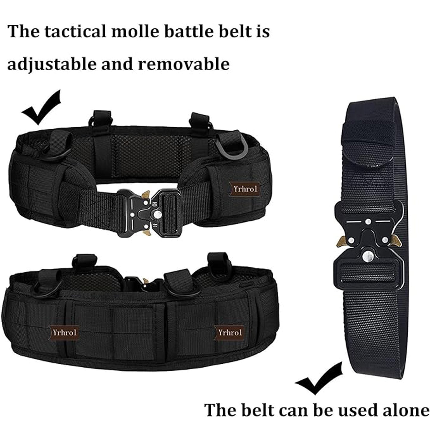 Green Adjustable Tactical Battle Belt Set - Padded MOLLE Outer & Nylon Inner Belt V888-ELOSUNG23950