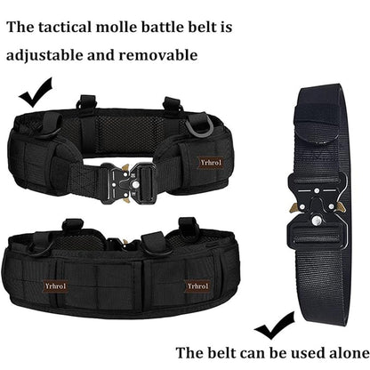 Green Adjustable Tactical Battle Belt Set - Padded MOLLE Outer & Nylon Inner Belt V888-ELOSUNG23950