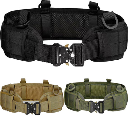Khaki Adjustable Tactical Battle Belt Set - Padded MOLLE Outer & Nylon Inner Belt V888-ELOSUNG23951