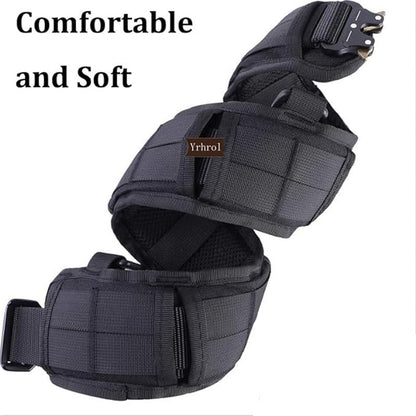 Khaki Adjustable Tactical Battle Belt Set - Padded MOLLE Outer & Nylon Inner Belt V888-ELOSUNG23951