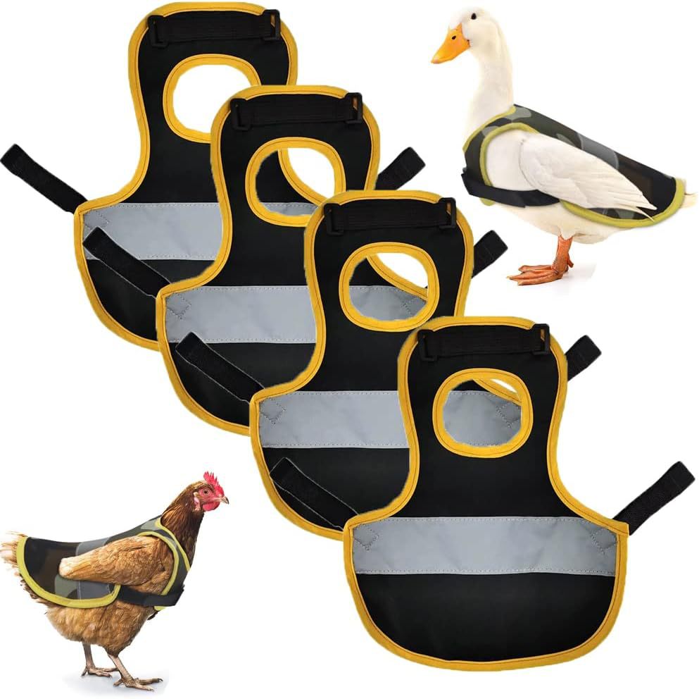 4 Pcs Black High Visibility Chicken & Duck Safety Vest - Reflective Poultry Jacket V888-ELOSUNG23952