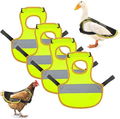 4 Pcs Fluorescent Green High Visibility Chicken & Duck Safety Vest - Reflective Poultry Jacket V888-ELOSUNG23953