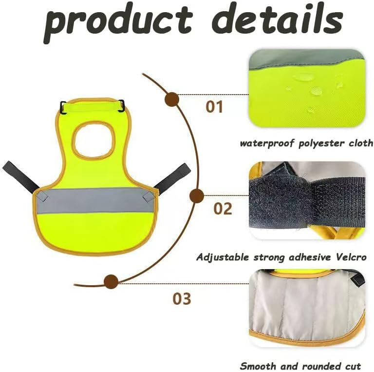 4 Pcs Fluorescent Green High Visibility Chicken & Duck Safety Vest - Reflective Poultry Jacket V888-ELOSUNG23953