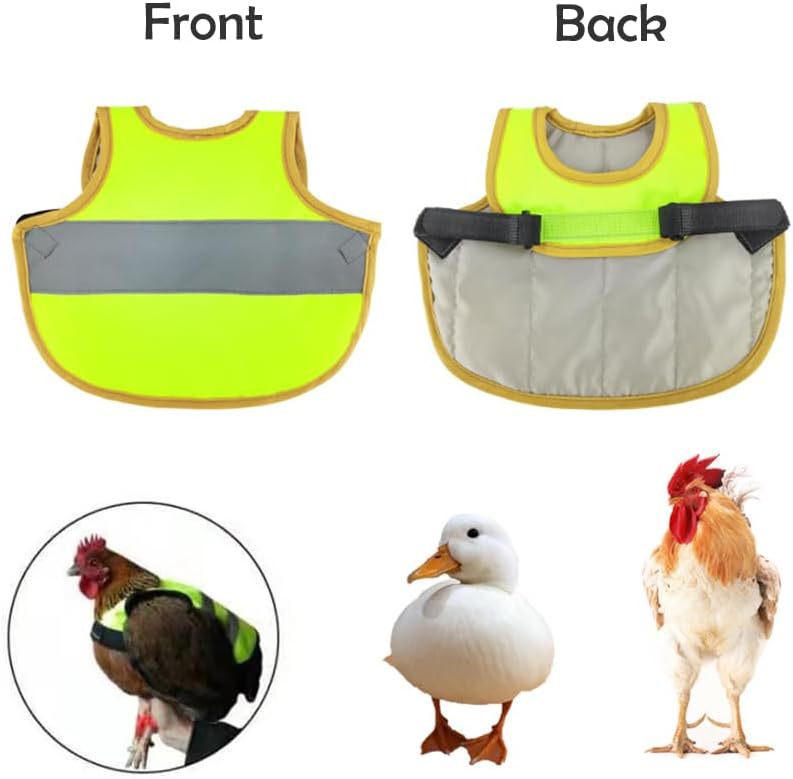 4 Pcs Fluorescent Green High Visibility Chicken & Duck Safety Vest - Reflective Poultry Jacket V888-ELOSUNG23953