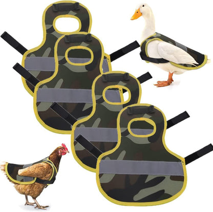 4 Pcs Camouflage Green High Visibility Chicken & Duck Safety Vest - Reflective Poultry Jacket V888-ELOSUNG23954