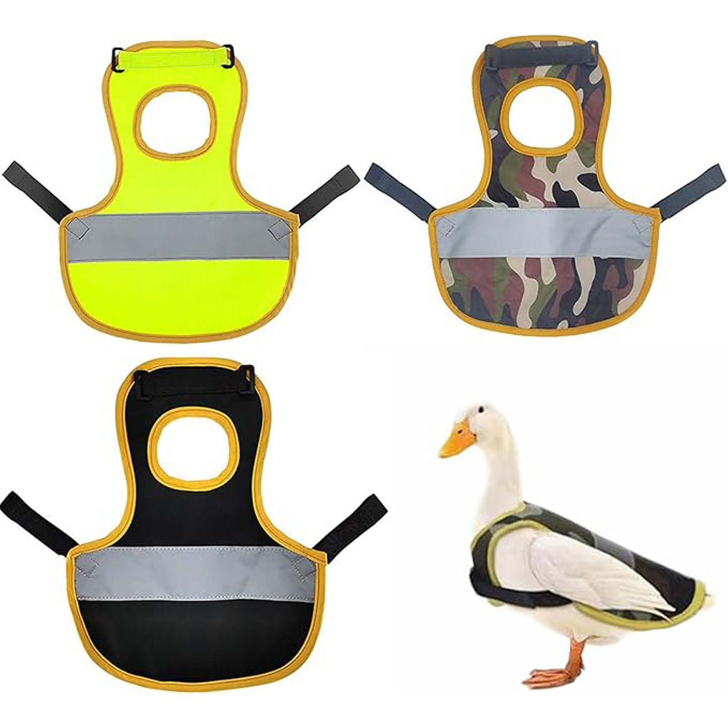 4 Pcs Camouflage Green High Visibility Chicken & Duck Safety Vest - Reflective Poultry Jacket V888-ELOSUNG23954
