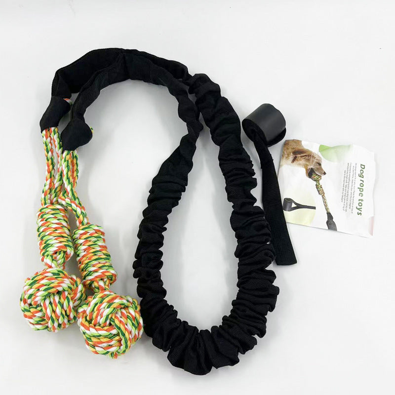 Black And Colored Cotton Balls Interactive Bungee Dog Tug Toy - Hanging Rope Ball for Solo Play & Exercise V888-ELOSUNG23955