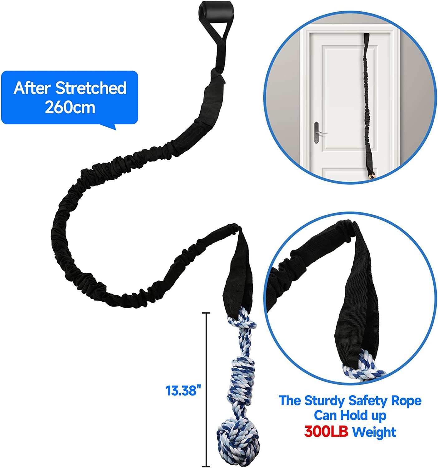 Black And Colored Cotton Balls Interactive Bungee Dog Tug Toy - Hanging Rope Ball for Solo Play & Exercise V888-ELOSUNG23955
