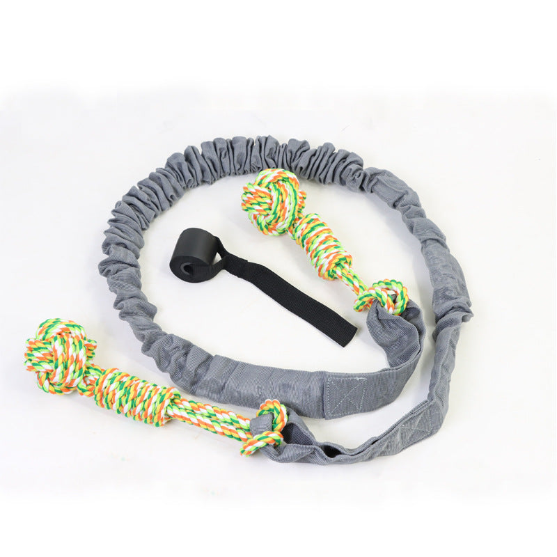 Grey And Colored Cotton Balls Interactive Bungee Dog Tug Toy - Hanging Rope Ball for Solo Play & Exercise V888-ELOSUNG23956