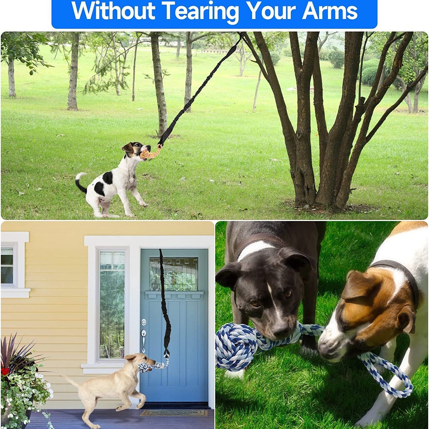 Grey And Colored Cotton Balls Interactive Bungee Dog Tug Toy - Hanging Rope Ball for Solo Play & Exercise V888-ELOSUNG23956