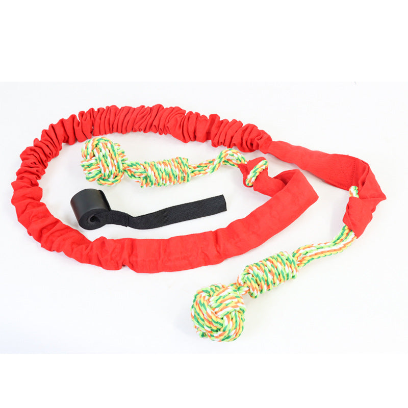 Red And Colored Cotton Balls Interactive Bungee Dog Tug Toy - Hanging Rope Ball for Solo Play & Exercise V888-ELOSUNG23957