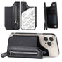 2 Pcs Black Multifunction Stick-On Phone Wallet - PU Leather Card Holder with Zipper & Flip Cover V888-ELOSUNG23958