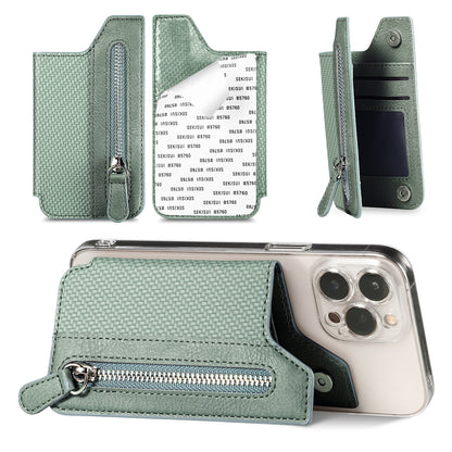 2 Pcs Green Multifunction Stick-On Phone Wallet - PU Leather Card Holder with Zipper & Flip Cover V888-ELOSUNG23960