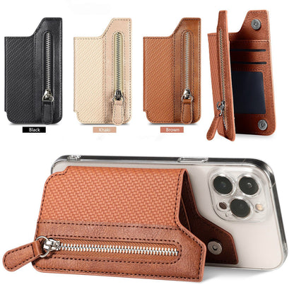 2 Pcs Green Multifunction Stick-On Phone Wallet - PU Leather Card Holder with Zipper & Flip Cover V888-ELOSUNG23960