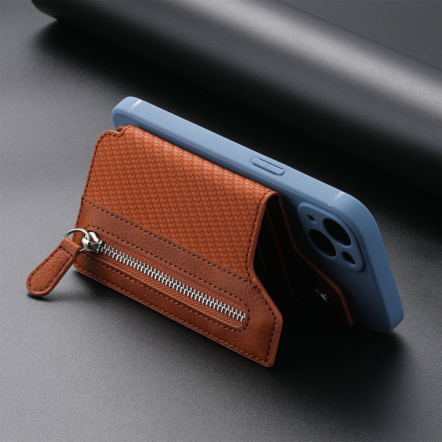 2 Pcs Green Multifunction Stick-On Phone Wallet - PU Leather Card Holder with Zipper & Flip Cover V888-ELOSUNG23960