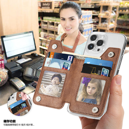 2 Pcs Khaki Multifunction Stick-On Phone Wallet - PU Leather Card Holder with Zipper & Flip Cover V888-ELOSUNG23961