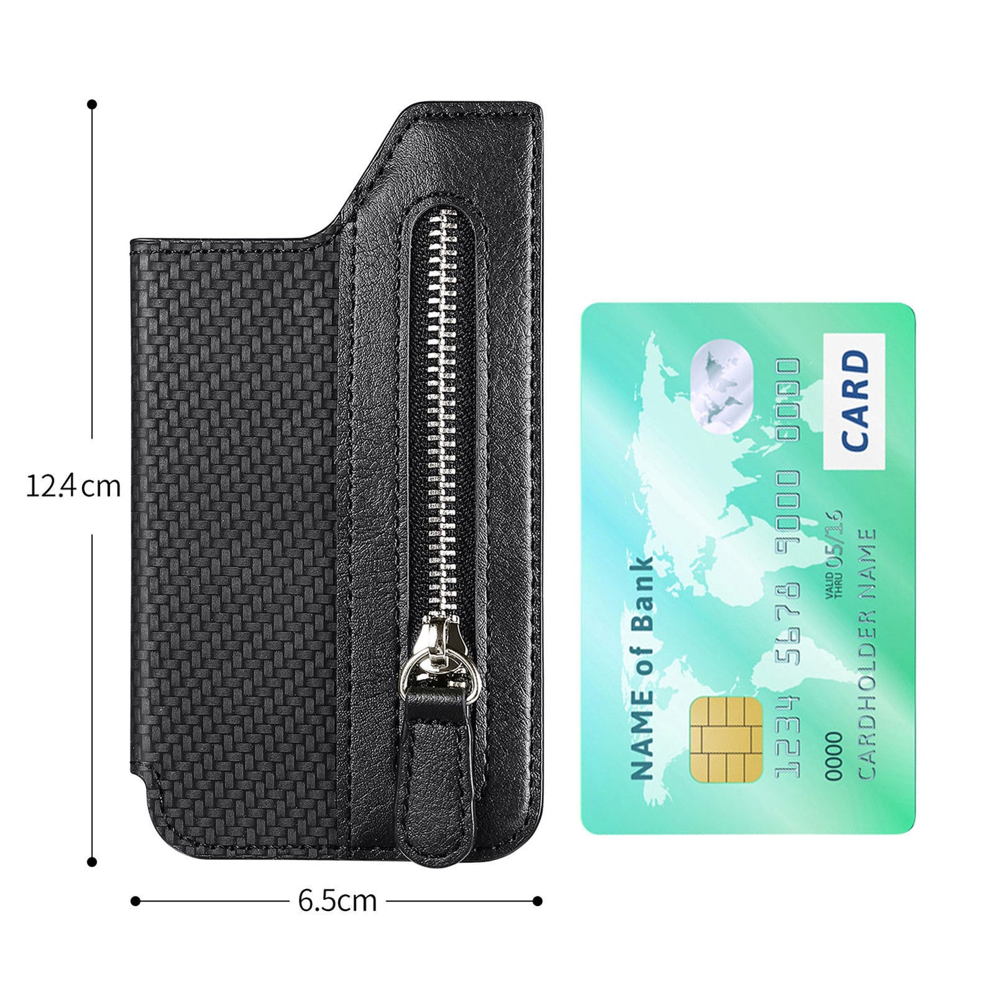 2 Pcs Brown Multifunction Stick-On Phone Wallet - PU Leather Card Holder with Zipper & Flip Cover V888-ELOSUNG23962