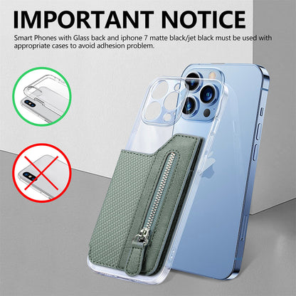 2 Pcs Brown Multifunction Stick-On Phone Wallet - PU Leather Card Holder with Zipper & Flip Cover V888-ELOSUNG23962