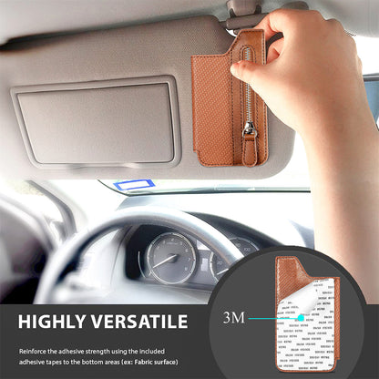 2 Pcs Brown Multifunction Stick-On Phone Wallet - PU Leather Card Holder with Zipper & Flip Cover V888-ELOSUNG23962