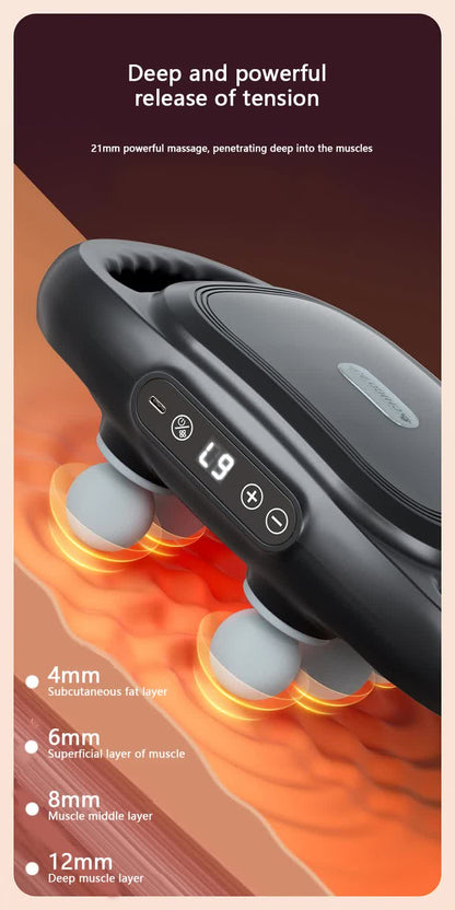 Dark Grey Advanced 6-Head Percussion Massager with Heat - Rechargeable Deep Tissue Muscle Relief Gun V888-ELOSUNG23967