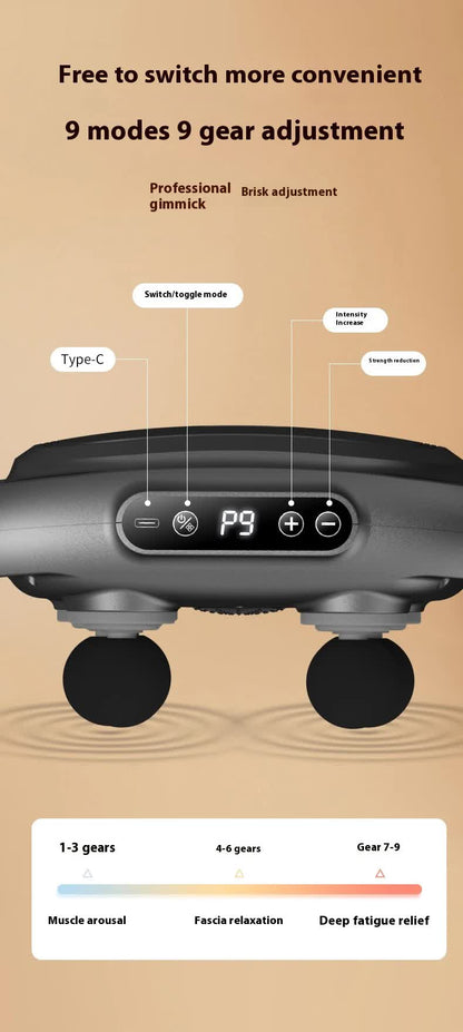 Dark Grey Advanced 6-Head Percussion Massager with Heat - Rechargeable Deep Tissue Muscle Relief Gun V888-ELOSUNG23967
