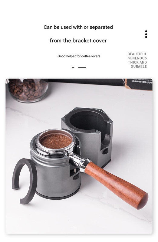 Silver Round Professional Aluminum Espresso Tamping Station - Adjustable Portafilter Holder Stand V888-ELOSUNG23969