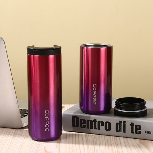 Red And Purple Gradient Color Sleek Insulated Stainless Steel Coffee Tumbler Set (400ml & 500ml) - One-Touch V888-ELOSUNG23984