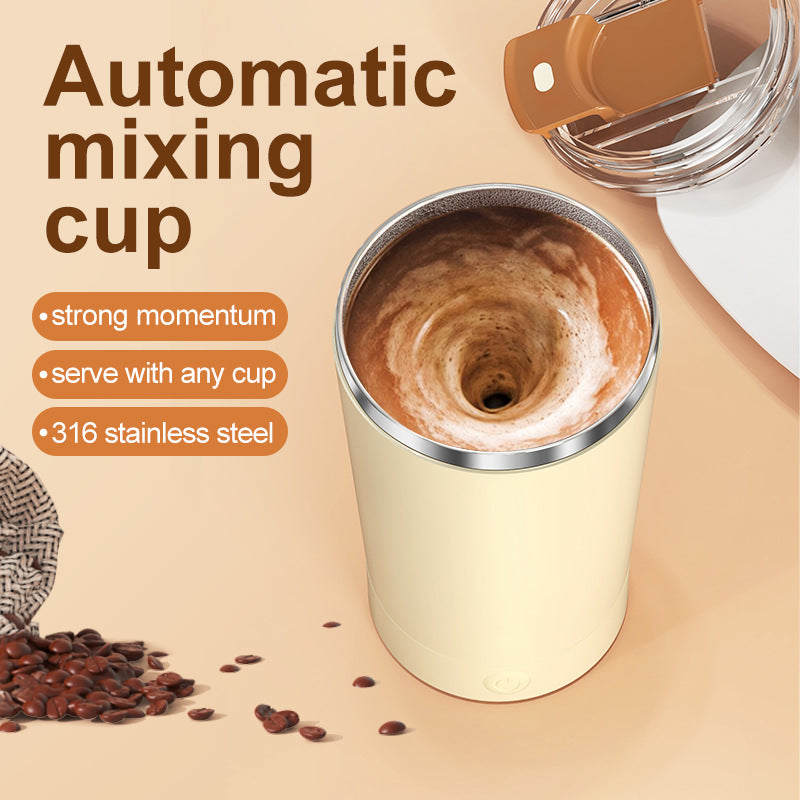 White 316 Stainless Steel Rechargeable Electric Self-Stirring Mug - 420ml Automatic Mixing Cup with Magnetic V888-ELOSUNG23986