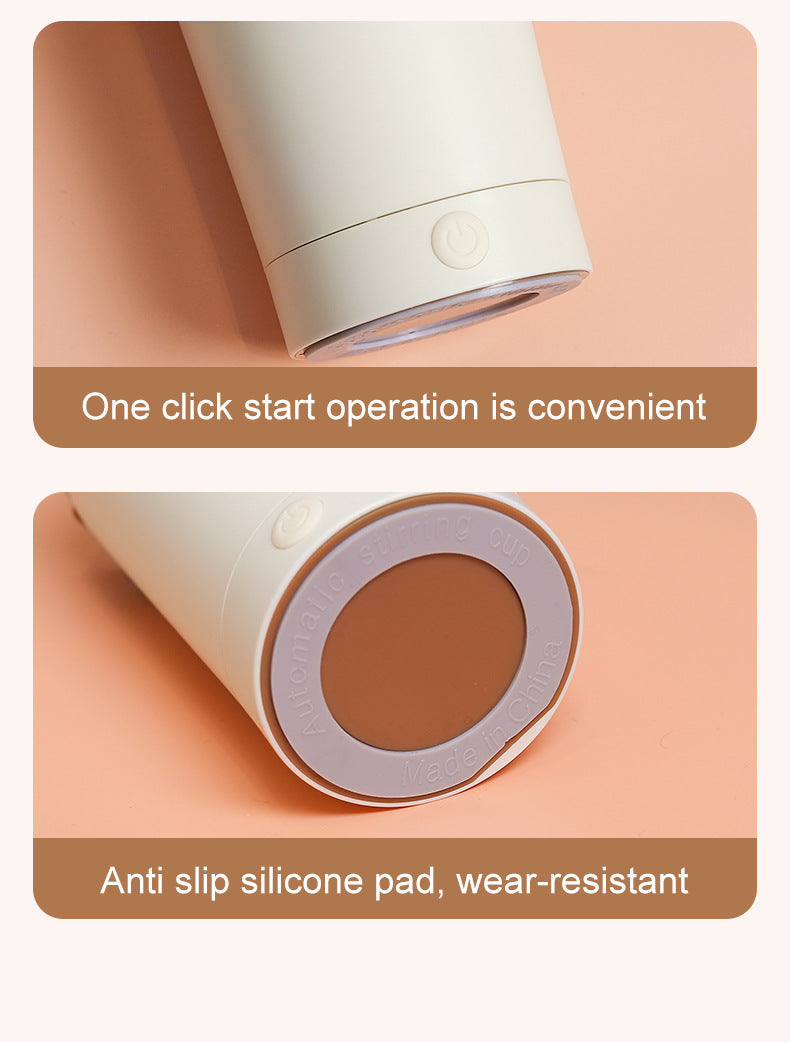 White 316 Stainless Steel Rechargeable Electric Self-Stirring Mug - 420ml Automatic Mixing Cup with Magnetic V888-ELOSUNG23986
