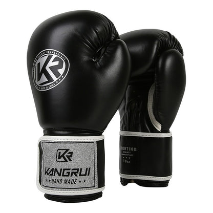 Black And Silver Durable 8oz PU Leather Boxing Gloves - Padded & Ventilated for Training V888-ELOSUNG23992
