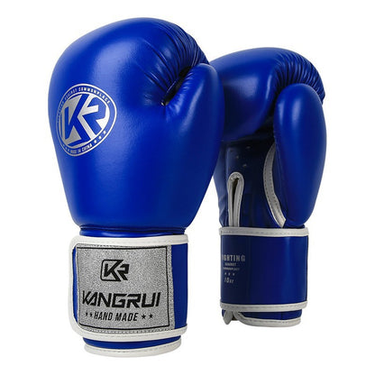 Blue And Silver Durable 8oz PU Leather Boxing Gloves - Padded & Ventilated for Training V888-ELOSUNG23995