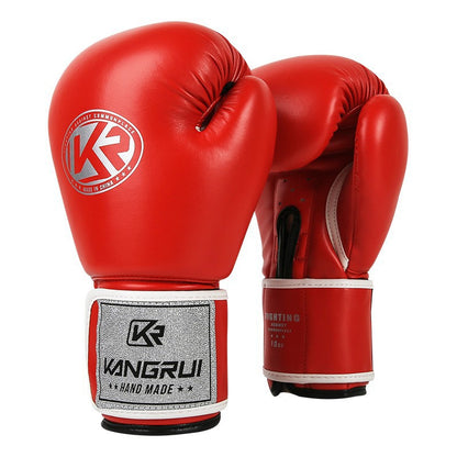 Red And Silver Durable 10oz PU Leather Boxing Gloves - Padded & Ventilated for Training V888-ELOSUNG23996