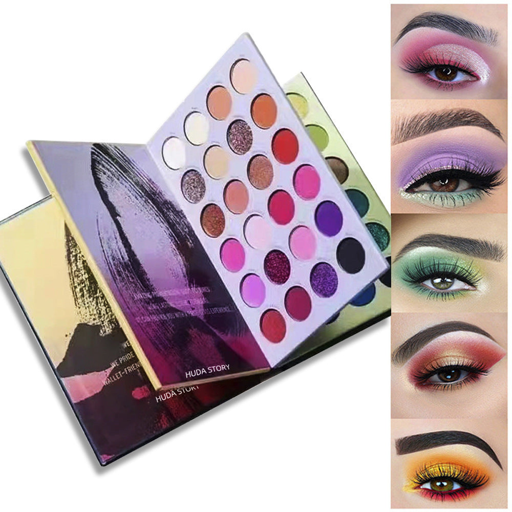 Multicolor Style 72-Color Eyeshadow Palette Book - Long-Lasting Matte, Shimmer & Wet Powder Makeup V888-ELOSUNG24215