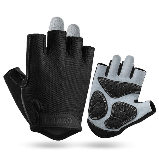 L Black Men's Summer Cycling Gloves - Breathable Half-Finger Non-Slip Fitness Training Gloves for V888-ELOSUNG24233