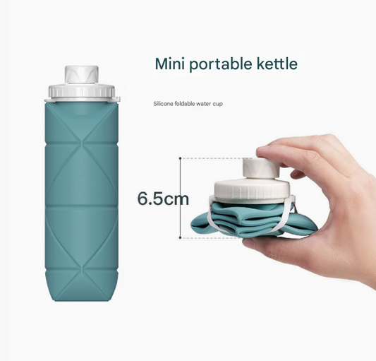 Blue-purple Portable Silicone Collapsible Water Bottle - Foldable Sports Cup for Cycling and Outdoor Fitness V888-ELOSUNG24269