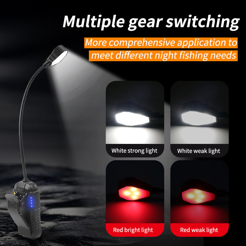 LED Sensor Clip-On Book Light - USB Rechargeable Multifunctional Work Light for Night Fishing and Reading V888-ELOSUNG24331