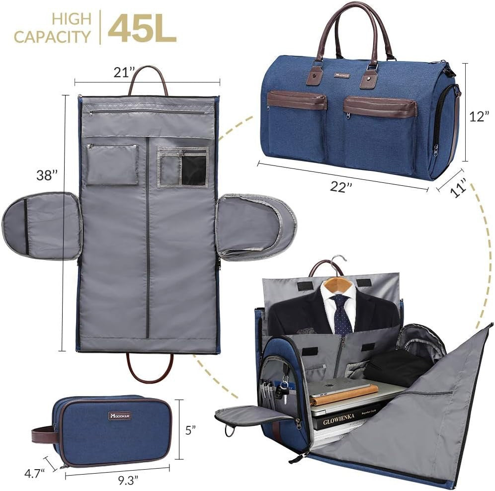Dark Blue 45L Garment Duffel Bag - Men's Travel Suit Bag - Carry On Weekender V888-ELOSUNG24340