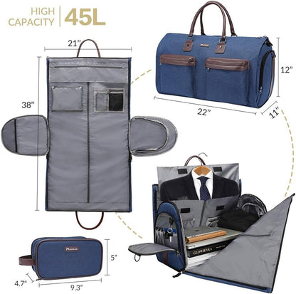 Dark Blue 45L Garment Duffel Bag - Men's Travel Suit Bag - Carry On Weekender V888-ELOSUNG24340
