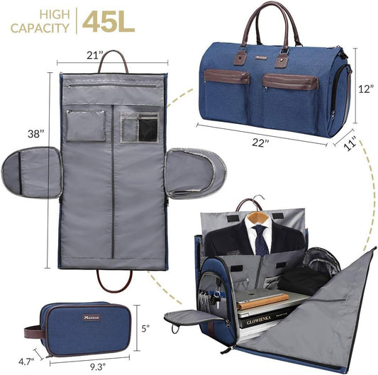 Dark Blue 45L Garment Duffel Bag - Men's Travel Suit Bag - Carry On Weekender V888-ELOSUNG24340