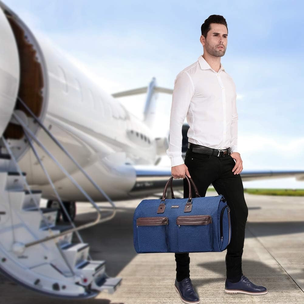 Dark Blue 45L Garment Duffel Bag - Men's Travel Suit Bag - Carry On Weekender V888-ELOSUNG24340